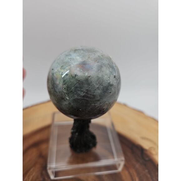 Rainbow Labradorite Sphere .45lb 53mm W/Dragon Stand - Picture 4 of 12